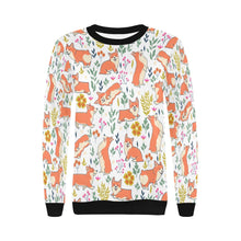 Load image into Gallery viewer, Flower Garden Corgi Love Women&#39;s Sweatshirt-Apparel-Apparel, Corgi, Sweatshirt-4