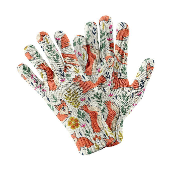 Flower Garden Corgi Touch Screen Gloves-Accessories-Accessories, Corgi, Dog Dad Gifts, Dog Mom Gifts, Gloves-White-2