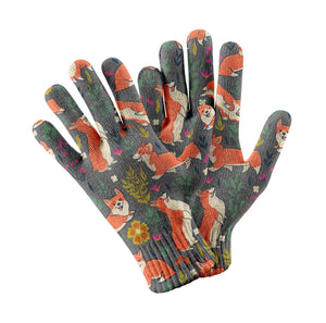 Flower Garden Corgi Touch Screen Gloves-Accessories-Accessories, Corgi, Dog Dad Gifts, Dog Mom Gifts, Gloves-Gray-4