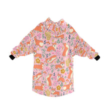 Load image into Gallery viewer, Flower Garden Corgis Blanket Hoodie for Women-Apparel-Apparel, Blankets-2