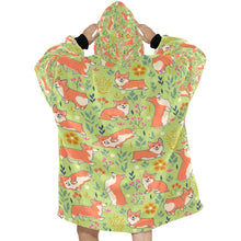 Load image into Gallery viewer, Flower Garden Corgis Blanket Hoodie for Women-Apparel-Apparel, Blankets-8