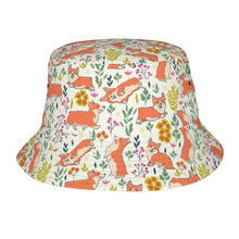 Load image into Gallery viewer, Flower Garden Corgis Bucket Hat-Hats &amp; Caps-Accessories,Corgi,Dog Dad Gifts,Dog Mom Gifts,Hats-Ivory White-One Size-25