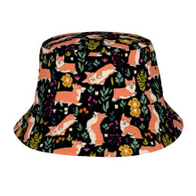 Load image into Gallery viewer, Flower Garden Corgis Bucket Hat-Hats &amp; Caps-Accessories,Corgi,Dog Dad Gifts,Dog Mom Gifts,Hats-Midnight Black-One Size-17