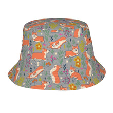 Load image into Gallery viewer, Flower Garden Corgis Bucket Hat-Hats &amp; Caps-Accessories,Corgi,Dog Dad Gifts,Dog Mom Gifts,Hats-Parisian Gray-One Size-33