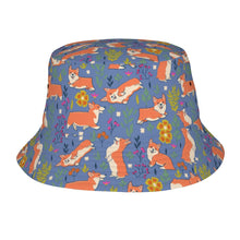 Load image into Gallery viewer, Flower Garden Corgis Bucket Hat-Hats &amp; Caps-Accessories,Corgi,Dog Dad Gifts,Dog Mom Gifts,Hats-Slate Blue-One Size-1