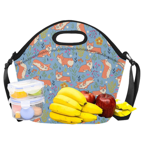 Flower Garden Corgis Neoprene Lunch Bag-1