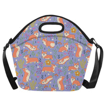 Load image into Gallery viewer, Flower Garden Corgis Neoprene Lunch Bag-Lavender Purple-ONESIZE-8