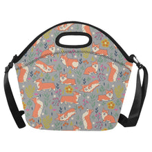 Load image into Gallery viewer, Flower Garden Corgis Neoprene Lunch Bag-Parisian Gray-ONESIZE-9