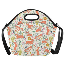 Load image into Gallery viewer, Flower Garden Corgis Neoprene Lunch Bag-Ivory White-ONESIZE-2