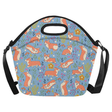 Load image into Gallery viewer, Flower Garden Corgis Neoprene Lunch Bag-Sky Blue-ONESIZE-5