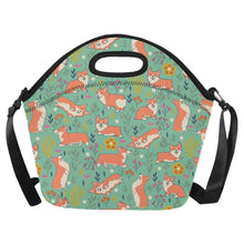 Load image into Gallery viewer, Flower Garden Corgis Neoprene Lunch Bag-Mint Green-ONESIZE-7