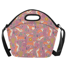 Load image into Gallery viewer, Flower Garden Corgis Neoprene Lunch Bag-Dusty Pink-ONESIZE-4