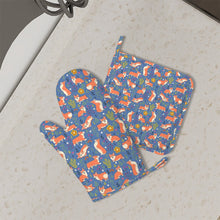 Load image into Gallery viewer, Flower Garden Corgis Oven Mitts and Pot Holder Set-Kitchen Decor-Accessories,Corgi,Dog Mom Gifts-11