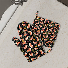 Load image into Gallery viewer, Flower Garden Corgis Oven Mitts and Pot Holder Set-Kitchen Decor-Accessories,Corgi,Dog Mom Gifts-7