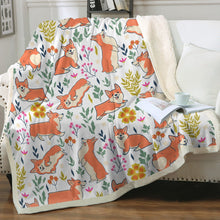 Load image into Gallery viewer, Flower Garden Corgis Soft Warm Fleece Blanket-Blanket-Blankets, Corgi, Home Decor-8