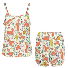 Load image into Gallery viewer, Flower Garden Corgis Women's Cami and Shorts Pajama Set-10