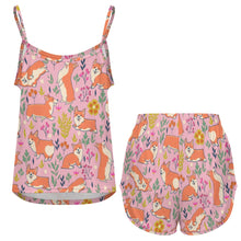 Load image into Gallery viewer, Flower Garden Corgis Women's Cami and Shorts Pajama Set-15