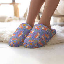 Load image into Gallery viewer, Flower Garden Corgis Women's Cotton Mop Slippers-Footwear-Accessories, Corgi, Dog Mom Gifts, Slippers-9