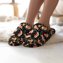 Load image into Gallery viewer, Flower Garden Corgis Women's Cotton Mop Slippers-Footwear-Accessories, Corgi, Dog Mom Gifts, Slippers-1
