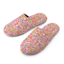Load image into Gallery viewer, Flower Garden Corgis Women's Cotton Mop Slippers-Footwear-Accessories, Corgi, Dog Mom Gifts, Slippers-19