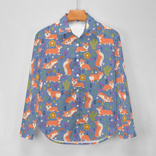 Load image into Gallery viewer, Flower Garden Corgis Women's Shirt-Apparel-Apparel,Corgi,Dog Mom Gifts,Shirt-16