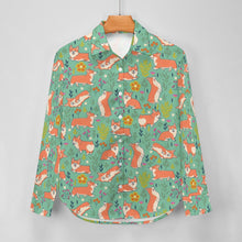 Load image into Gallery viewer, Flower Garden Corgis Women's Shirt-Apparel-Apparel,Corgi,Dog Mom Gifts,Shirt-20
