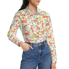 Load image into Gallery viewer, Flower Garden Corgis Women's Shirt-Apparel-Apparel,Corgi,Dog Mom Gifts,Shirt-3