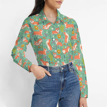 Load image into Gallery viewer, Flower Garden Corgis Women's Shirt-Apparel-Apparel,Corgi,Dog Mom Gifts,Shirt-23