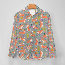 Load image into Gallery viewer, Flower Garden Corgis Women's Shirt-Apparel-Apparel,Corgi,Dog Mom Gifts,Shirt-26