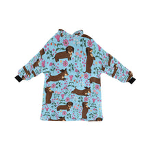 Load image into Gallery viewer, Flower Garden Dachshund Blanket Hoodie for Women-Apparel-Apparel, Blankets-SkyBlue-ONE SIZE-10