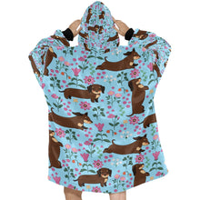 Load image into Gallery viewer, Flower Garden Dachshund Blanket Hoodie for Women-Apparel-Apparel, Blankets-11