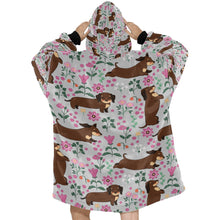 Load image into Gallery viewer, Flower Garden Dachshund Blanket Hoodie for Women-Apparel-Apparel, Blankets-15