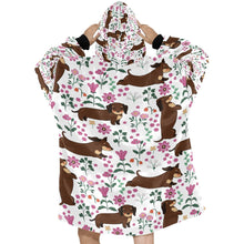 Load image into Gallery viewer, Flower Garden Dachshund Blanket Hoodie for Women-Apparel-Apparel, Blankets-2