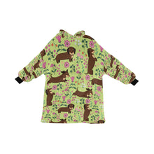 Load image into Gallery viewer, Flower Garden Dachshund Blanket Hoodie for Women-Apparel-Apparel, Blankets-YellowGreen-ONE SIZE-6