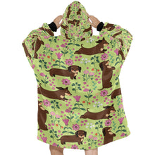 Load image into Gallery viewer, Flower Garden Dachshund Blanket Hoodie for Women-Apparel-Apparel, Blankets-8