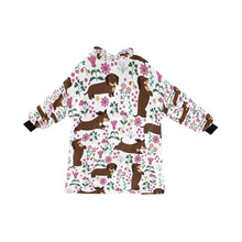 Load image into Gallery viewer, Flower Garden Dachshund Blanket Hoodie for Women-Apparel-Apparel, Blankets-White-ONE SIZE-1