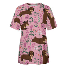 Load image into Gallery viewer, Flower Garden Dachshund All Over Print Women&#39;s Cotton T-Shirts - 4 Colors-Apparel-Apparel, Dachshund, Shirt, T Shirt-11