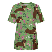 Load image into Gallery viewer, Flower Garden Dachshund All Over Print Women&#39;s Cotton T-Shirts - 4 Colors-Apparel-Apparel, Dachshund, Shirt, T Shirt-10