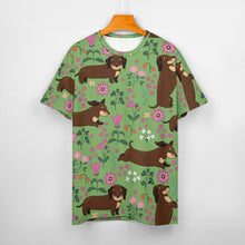 Load image into Gallery viewer, Flower Garden Dachshund All Over Print Women&#39;s Cotton T-Shirts - 4 Colors-Apparel-Apparel, Dachshund, Shirt, T Shirt-8