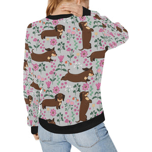 Flower Garden Dachshunds Love Women's Sweatshirt-Apparel-Apparel, Dachshund, Sweatshirt-11