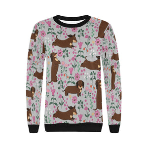 Flower Garden Dachshunds Love Women's Sweatshirt-Apparel-Apparel, Dachshund, Sweatshirt-13