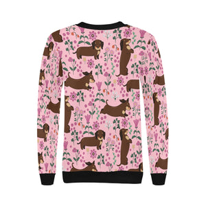 Flower Garden Dachshunds Love Women's Sweatshirt-Apparel-Apparel, Dachshund, Sweatshirt-15