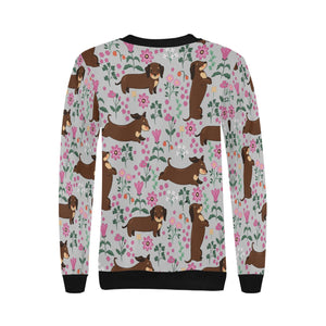 Flower Garden Dachshunds Love Women's Sweatshirt-Apparel-Apparel, Dachshund, Sweatshirt-16