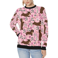 Load image into Gallery viewer, Flower Garden Dachshunds Love Women&#39;s Sweatshirt-Apparel-Apparel, Dachshund, Sweatshirt-Pink-XS-2