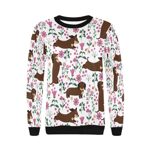 Flower Garden Dachshunds Love Women's Sweatshirt-Apparel-Apparel, Dachshund, Sweatshirt-3