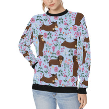 Load image into Gallery viewer, Flower Garden Dachshunds Love Women&#39;s Sweatshirt-Apparel-Apparel, Dachshund, Sweatshirt-LightSteelBlue-XS-5