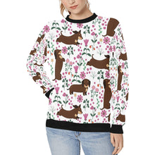 Load image into Gallery viewer, Flower Garden Dachshunds Love Women&#39;s Sweatshirt-Apparel-Apparel, Dachshund, Sweatshirt-White-XS-1