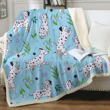 Load image into Gallery viewer, Flower Garden Dalmatian Love Soft Warm Fleece Blanket-Blanket-Blankets, Dalmatian, Home Decor-14