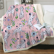 Load image into Gallery viewer, Flower Garden Dalmatian Love Soft Warm Fleece Blanket-Blanket-Blankets, Dalmatian, Home Decor-Soft Pink-Small-2