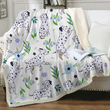 Load image into Gallery viewer, Flower Garden Dalmatian Love Soft Warm Fleece Blanket-Blanket-Blankets, Dalmatian, Home Decor-Ivory-Small-4